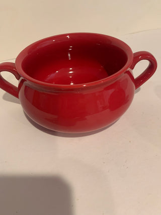 Red BAKEWARE double handle soiup crocks set/2