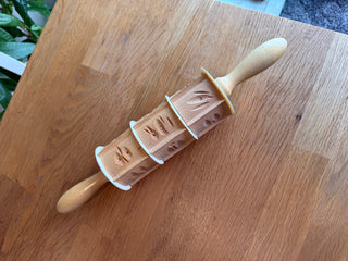 Cookie Carved Wood Rolling Pin