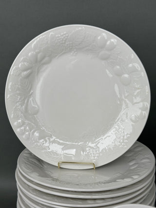 Gibson Embossed Fruit White Dinnerware — 52 Pieces, Service for 20, Discontinued