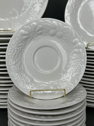 Gibson Embossed Fruit White Dinnerware — 52 Pieces, Service for 20, Discontinued