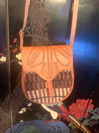 Africa Kiondo Leather & Sisal Crossbody Bag