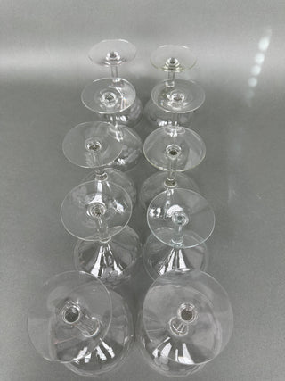 Vintage Hand-Blown Cut Crystal Grape Champagne Coupes — Set of 10, Mid-Century