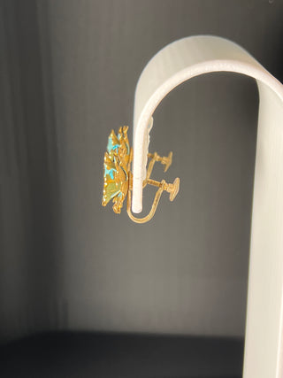 Vintage Blue and Gold-Tone Flower Screw-Back/Clip-On Earrings