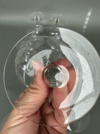 Vintage Hand-Blown Cut Crystal Grape Champagne Coupes — Set of 10, Mid-Century
