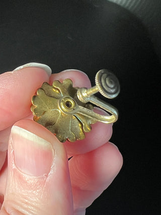 Vintage Blue and Gold-Tone Flower Screw-Back/Clip-On Earrings
