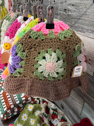 Brown Flower Bucket Hat