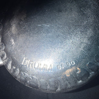 Vintage Don Drumm Sun Face Signed Baking Dish with Lid – Round 1 Quart Cast Aluminum Covered Casserole – Mid-Century Modern Brutalist