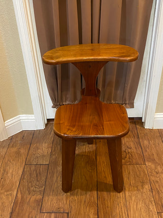 Rare Vtg MCM solid wood prayer chair
