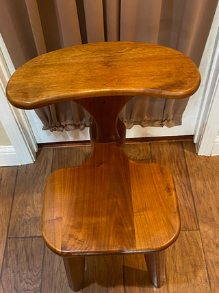 Rare Vtg MCM solid wood prayer chair