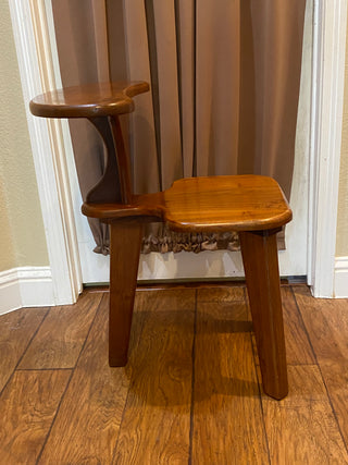 Rare Vtg MCM solid wood prayer chair