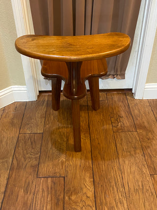 Rare Vtg MCM solid wood prayer chair