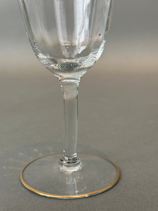 Vintage Gold Encrusted Wine Goblets — Set of 5, Optic Panel Bowls, Gilded Feet