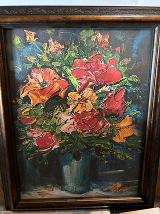 Wood Frame Floral painting print