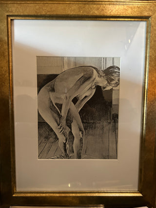 Large gold frame nude sketch print