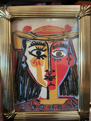 Gold metal picture frame w/ print