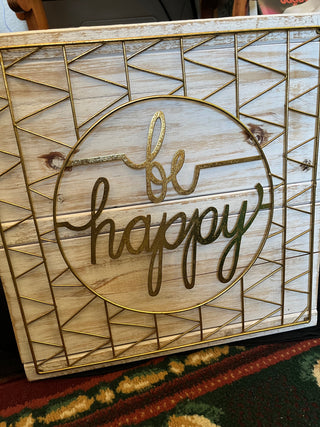 Wooden Wall Sign Be Happy