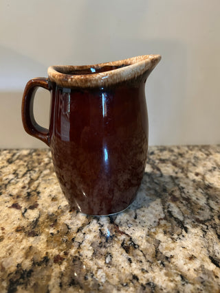 Vintage Brown  Glaze Pottery Pitcher