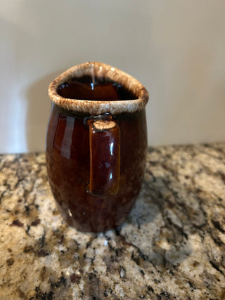 Vintage Brown  Glaze Pottery Pitcher