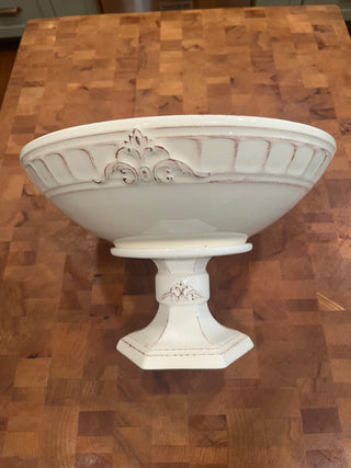 LARGE CREAM COLORED PEDESTAL BOWL