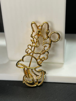 Vintage Minnie Mouse Gold Tone Brooch