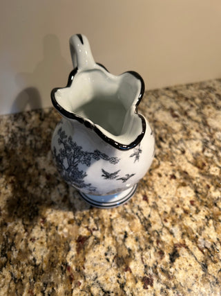 Black and White Toile Pitcher