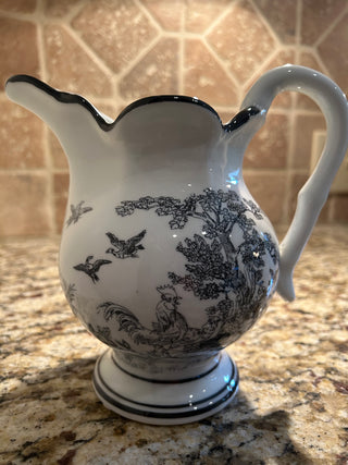 Black and White Toile Pitcher
