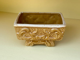 Vintage American Bisque Ceramic Planter: Marigold Yellow, Footed