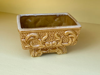 Vintage American Bisque Ceramic Planter: Marigold Yellow, Footed