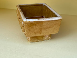 Vintage American Bisque Ceramic Planter: Marigold Yellow, Footed