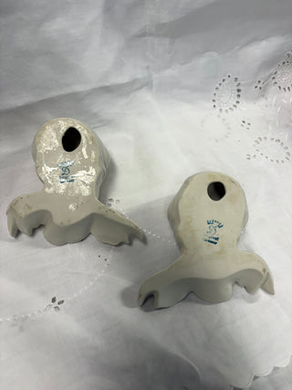 #94 Vintage Cherub Wht Porceline Wall Hangings (set of 2)