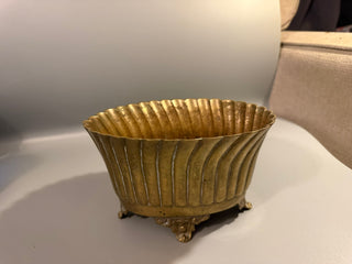 Vintage Art Nouveau Footed Brass Cachepot Planter