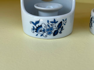 Vintage King's Island Candle Mugs: Blue and White Ceramic Souvenirs, Set of 2