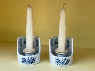 Vintage King's Island Candle Mugs: Blue and White Ceramic Souvenirs, Set of 2