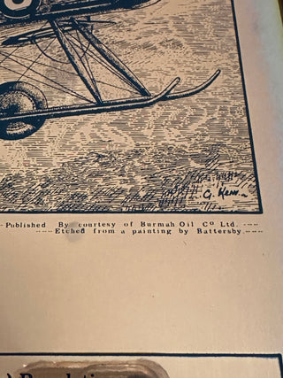 Vintage Aviation Wall Art — First Set of Flying Rules 1920, Copper Etching of the Vickers Gunbus, Signed G. Kew, Cotswold Etchings