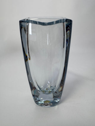 Vintage Strömbergshyttan Swedish Art Glass Triangular Vase, 6.5"