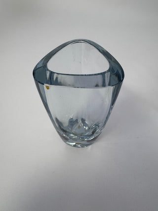 Vintage Strömbergshyttan Swedish Art Glass Triangular Vase, 6.5"