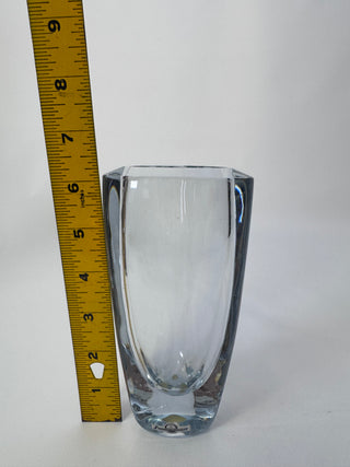 Vintage Strömbergshyttan Swedish Art Glass Triangular Vase, 6.5"