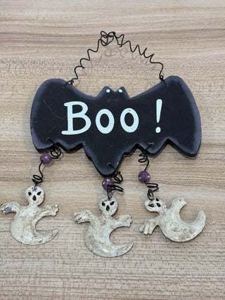 Boo Bat sign with Ghosts