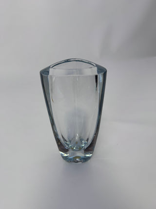 Vintage Strömbergshyttan Swedish Art Glass Triangular Vase, 6.5"