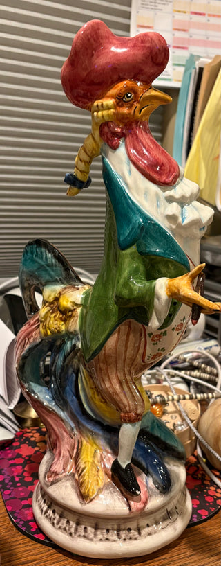 Jeanne Reed's Italy Anthropomorphic Rooster/Chicken Couple Figurines 15"