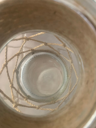 10” Boho rope wrapped glass vase