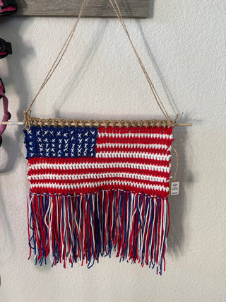 Crochet American Flag Wall Hanging