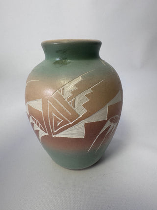Vintage Southwestern Etched Pottery Vase, Mesa Canyon Design, Signed