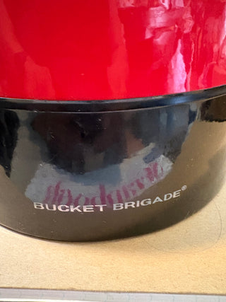 Vtg. Morgan Designs insulated ice bucket, red/black