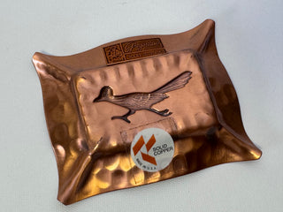 Vintage Gregorian Hand Hammered Copper Tray with Roadrunner