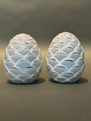American Atelier White Pinecone Salt and Pepper Shakers Set