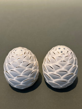 American Atelier White Pinecone Salt and Pepper Shakers Set