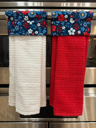 Hanging Kitchen Towel - Red White & Floral