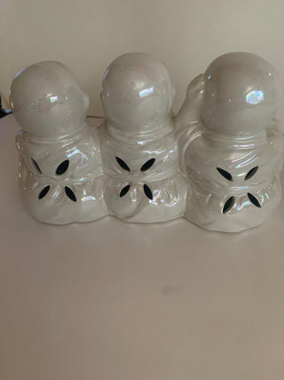 White see/hear/speak Buddha trio ceramic