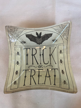 GLASS TRICK OR TREAT TRINKET TRAY